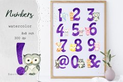 Number Watercolor Animals Card,Poster number Sublimation PNG Product Image 3