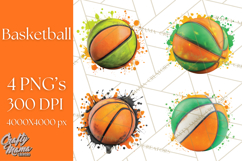 Basketball Clipart PNG with Team Color Paint Splash Design Product Image 1
