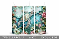 Turtle Tumbler Design. 3D Turtle Tumbler Wrap Sublimation Product Image 1