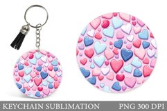 Hearts Round Keychain Design. Hearts Keychain Sublimation Product Image 1