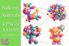 Bright Balloon Animals Clipart PNG Shiny Candy Colors Product Image 1