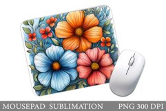 Flowers Mouse Pad Sublimation. Flowers Mouse Pad Design Product Image 1