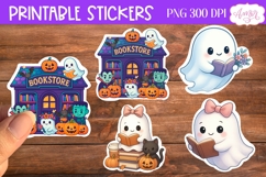 Cute Halloween book lover stickers for Cricut Print and Cut Product Image 1
