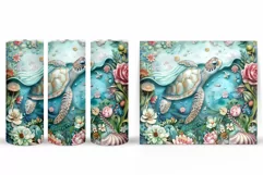 Turtle Tumbler Design. 3D Turtle Tumbler Wrap Sublimation Product Image 2