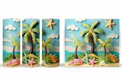 3D Palm Tree Tumbler Sublimation. Summer Tumbler Wrap Design Product Image 2