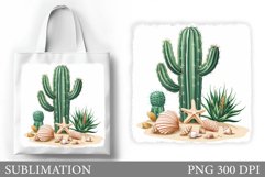 Cactus Tote Bag Design. Summer Tote Bag Sublimation Product Image 1