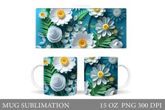 3D Flowers Mug Wrap Design. Flowers Mug Wrap Template Product Image 1