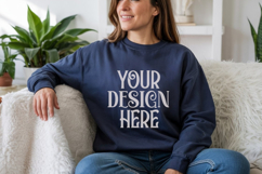 Navy Gildan 18000 Sweatshirt Model Mockups Product Image 1