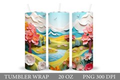 Spring Landscape Tumbler Design. Flowers Tumbler Sublimation Product Image 1