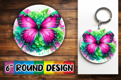 Blissful Keychain Round Style, Butterfly Product Image 1