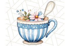 Blue Cottagecore Kitchen Clipart, Vintage Country Floral Png Product Image 3