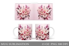 Butterflies Flowers Mug . Paper Butterflies Mug Wrap Product Image 1