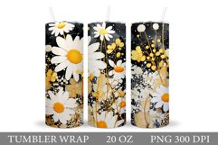 Daisy Flowers Tumbler Design. Floral Tumbler Sublimation Product Image 1