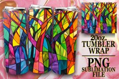 Vibrant Stained Glass Tree Tumbler Wrap 20oz Sublimation Product Image 1