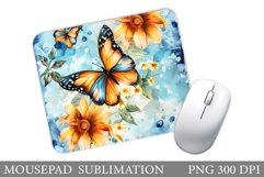 Butterfly Mouse Pad Design. Flowers Mouse Pad Template Product Image 1