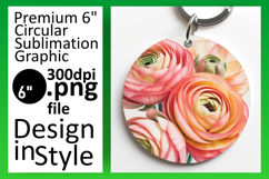 Trendy Circle PNG Car Coaster Design , Flowers Product Image 1