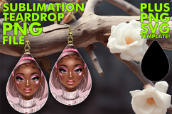 Cheerful Teardrop Earrings Gift PNG, Afro Girl Product Image 1