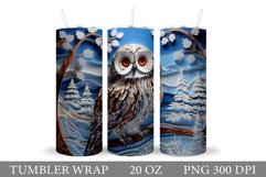 Owl Quilling Tumbler Sublimation. Winter Owl Tumbler Design Product Image 1