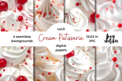 Cream and Cherry Digital Paper Kit Rococo Patterns Product Image 1