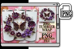 Spring Butterfly with Blooms Tumbler Wrap - 20oz 3D Product Image 1