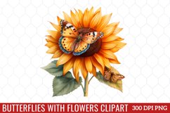 Butterflies With Flowers Clipart Product Image 1