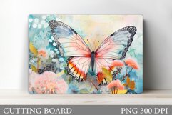 Butterfly Cutting Board. Flowers Cutting Board Sublimation Product Image 1