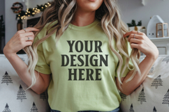 Bella Canvas 3001 Leaf Christmas Shirt Mockup, Trandy mockup Product Image 1