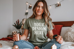 Christmas Bella Canvas 3001 Leaf Shirt Mockup ,Trandy Mockup Product Image 1