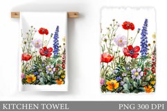 Flowers Kitchen Towel. Wildflowers Kitchen Towel Design Product Image 1