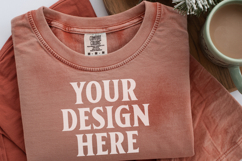 Brick Comfort Colors 1717 Christmas Folded T-Shirt Mockup Product Image 1