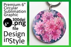 Bright Floral Circle Keychain Round Design Sublimation PNG Product Image 1
