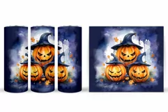 Scary Pumpkin Tumbler Sublimation. Halloween Tumbler Design Product Image 2