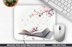 Book Flower Mouse Pad Sublimation, Animals Mouse Pad PNG Product Image 1