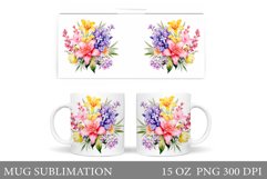 Flowers Mug Sublimation. Floral Mug Wrap Design Product Image 1