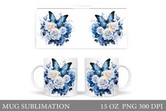 Butterfly Mug Sublimation. Roses Mug Design Product Image 1