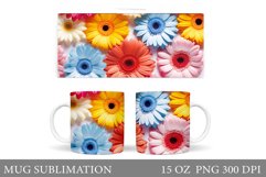 Gerbera Flowers Mug Sublimation. Daisy Flowers Mug Wrap Product Image 1