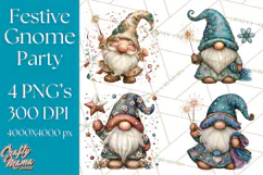 Winter Metallic New Year Gnomes PNG Clipart Product Image 1