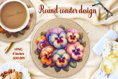 Delicate vintage floral round coaster sublimation design png Product Image 1