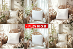Pillow Mocku |Spring Pillow Mockup | Floral Cushion Mockup Product Image 1