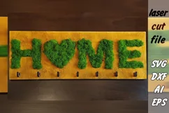 Key Holder| Family |Key Hanger|Moss | Home| Laser Cut Product Image 1