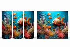 3D Fish Tumbler Wrap Sublimation. Fish Tumbler Wrap Design Product Image 2