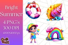 Bright Summer PNG Clipart, Printable Beach Graphics Product Image 1
