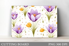 Crocus Cutting Board. Flowers Cutting Board Sublimation Product Image 1