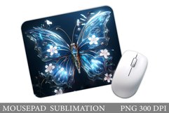 Butterfly Mouse Pad. Flowers Mouse Pad Sublimation Product Image 1