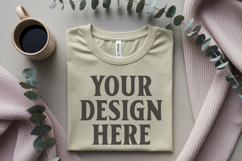 Heather Peach Folded Bella Canvas 3001 Flat Lay T-Shirt mock Product Image 1