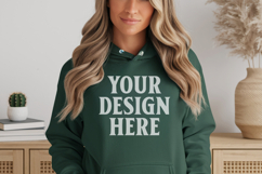 Forest Green Gildan 18500 Hoodie Sweatshirt Mockup, 185 mo Product Image 1