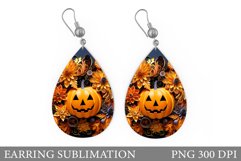 Pumpkin Earring Sublimation. Halloween Teardrop Earring Product Image 1