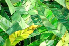 Tropical Leaves Stained Glass Background Wallpaper Product Image 1