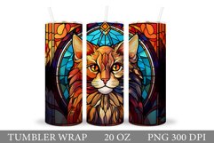 Stained Glass Cat Tumbler Wrap. Cat Tumbler Wrap Design Product Image 1