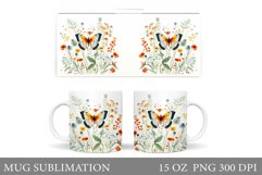 Butterfly Mug Design. Wildflowers Mug Sublimation Product Image 1